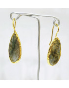Boucles Labradorite Facettée Laiton Plaqué Or