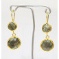 Boucles Labradorite Facettée Rondes Laiton Plaqué Or
