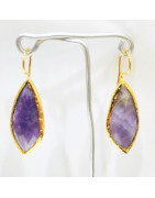 Boucles Améthyste Facettée Laiton Plaqué Or