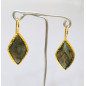 Boucles Labradorite Facettée Losanges Laiton Plaqué Or
