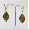 Boucles Labradorite Facettée Losanges Laiton Plaqué Or