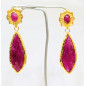 Boucles Rubis Facetté Laiton Plaqué Or