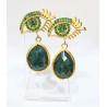 Boucles Apatite Facettée et Swarovski Œil d'Isis Laiton Plaqué Or
