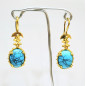 Boucles Turquoise Facettée Laiton Plaqué Or
