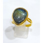 Bague Labradorite Laiton Plaqué or Taille Réglable