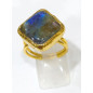 Bague Labradorite Facettée Laiton Plaqué or Taille Réglable