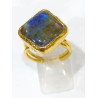 Bague Labradorite Facettée Laiton Plaqué or Taille Réglable