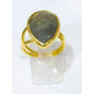 Bague Labradorite Facettée Laiton Plaqué or Taille Réglable
