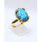 Bague Turquoise Laiton Plaqué or Taille Réglable