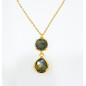 Pendentif Labradorite Facettée Laiton Plaqué Or avec Chaîne 40 + 6 cm