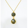 Pendentif Labradorite Facettée Laiton Plaqué Or avec Chaîne 40 + 6 cm