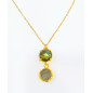 Pendentif Labradorite Facettée Laiton Plaqué Or avec Chaîne 40 + 6 cm