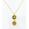 Pendentif Labradorite Facettée Laiton Plaqué Or avec Chaîne 40 + 6 cm