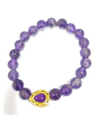 Bracelet Améthyste et Lépidolite Pierres Rondes 8mm