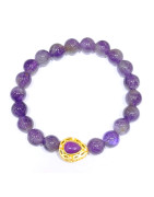 Bracelet Améthyste et Lépidolite Pierres Rondes 8mm