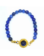 Bracelet Lapis-Lazuli Pierres Rondes Facettées 6mm