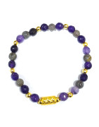 Bracelet Améthyste et Labradorite Pierres Rondes Facettées 6mm