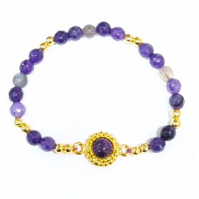 Bracelet Améthyste et Labradorite Pierres Rondes Facettées 6mm