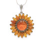 Pendentif Ambre Baltique Soleil avec Chaîne 38 cm Argent 925