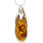 Pendentif Ambre Baltique Goutte avec Chaîne 38 cm Argent 925