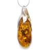 Pendentif Ambre Baltique Goutte avec Chaîne 38 cm Argent 925