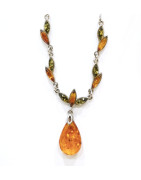 Collier Ambre Baltique et Ambre Vert Argent 925 45 + 5 cm