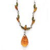 Collier Ambre Baltique et Ambre Vert Argent 925 45 + 5 cm