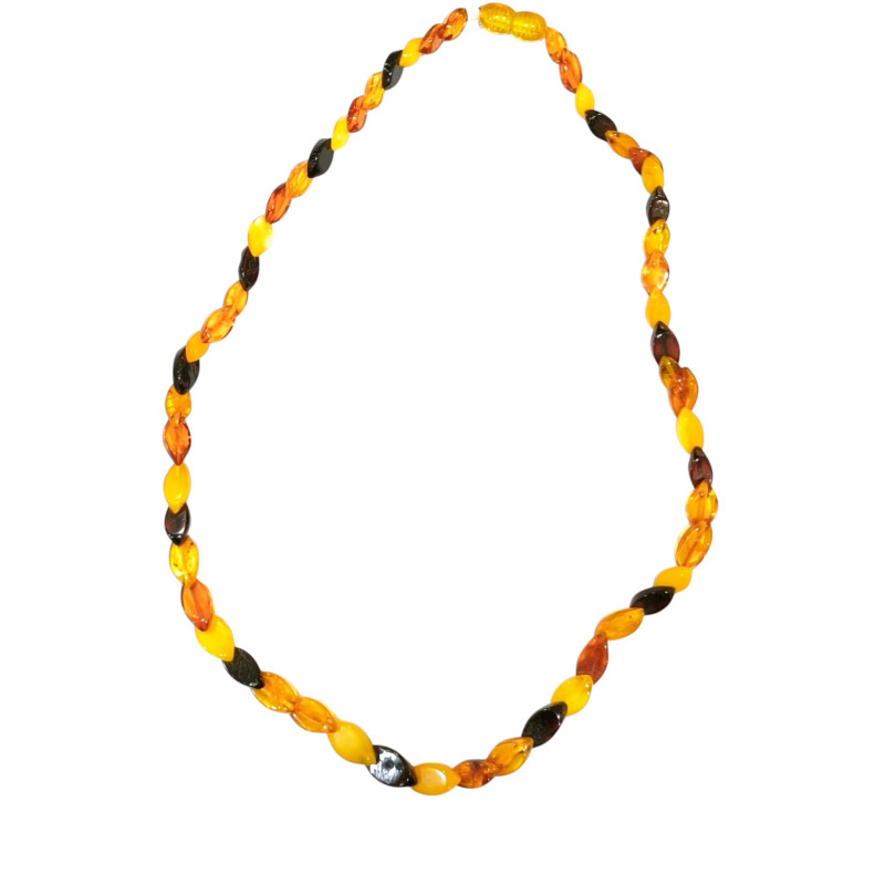 Collier Ambre Baltique Multicolore Fermoir à Vis 45 cm