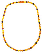 Collier Ambre Baltique Multicolore Pierres Rondes 6mm Fermoir à Vis 45 cm