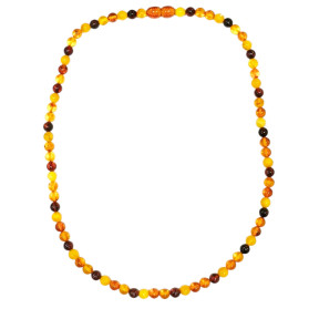 Collier Ambre Baltique Multicolore Pierres Rondes 6mm Fermoir à Vis 45 cm