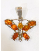 Pendentif Ambre Baltique Papillon Argent 925