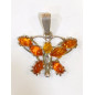 Pendentif Ambre Baltique Papillon Argent 925
