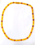 Collier Ambre Baltique Multicolore Mat Pierres Rondes 6mm Fermoir à Vis 45 cm