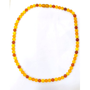 Collier Ambre Baltique Multicolore Mat Pierres Rondes 6mm Fermoir à Vis 45 cm