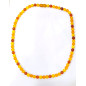 Collier Ambre Baltique Multicolore Mat Pierres Rondes 6mm Fermoir à Vis 45 cm