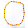 Collier Ambre Baltique Multicolore Mat Pierres Rondes 6mm Fermoir à Vis 45 cm