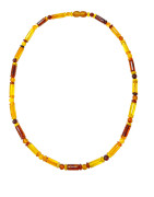 Collier Ambre Baltique Multicolore Cylindres Fermoir à Vis 40 cm