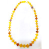 Collier Ambre Baltique Multicolore Losanges Fermoir à Vis 44 cm