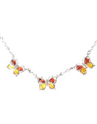 Collier Ambre Papillons Argent 925