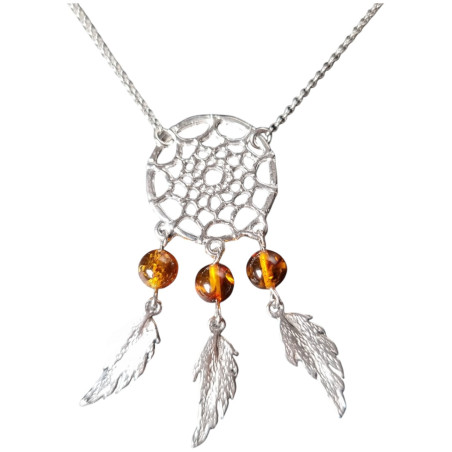 Collier Ambre "Attrape-rêve" Argent 925