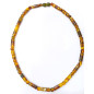 Collier Ambre Baltique Multicolore Cylindres Fermoir à Vis 40 cm