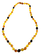 Collier Ambre Baltique Multicolore Grains de café Fermoir à Vis 44 cm
