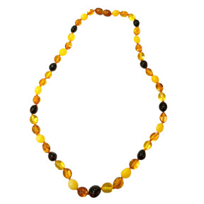 Collier Ambre Baltique Multicolore Grains de café Fermoir à Vis 44 cm