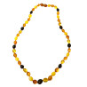 Collier Ambre Baltique Multicolore Grains de café Fermoir à Vis 44 cm