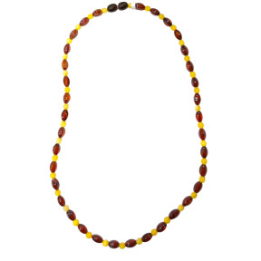 Collier Ambre Baltique Cognac et Miel Fermoir à Vis 45 cm