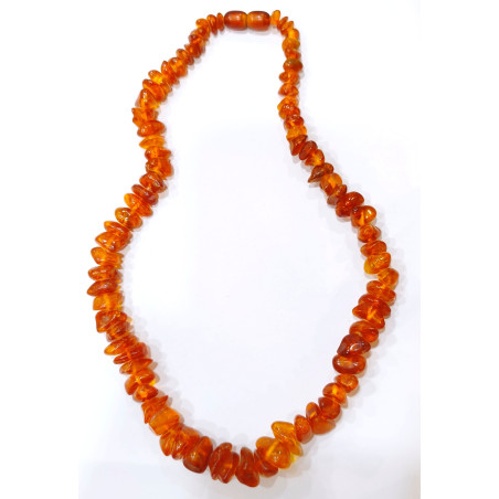 Collier Ambre Baltique Cognac Baroque avec Fermoir à Vis 42 cm