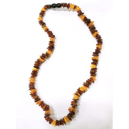 Collier Ambre Baltique Dark Cognac Baroque avec Fermoir à Vis 40 cm