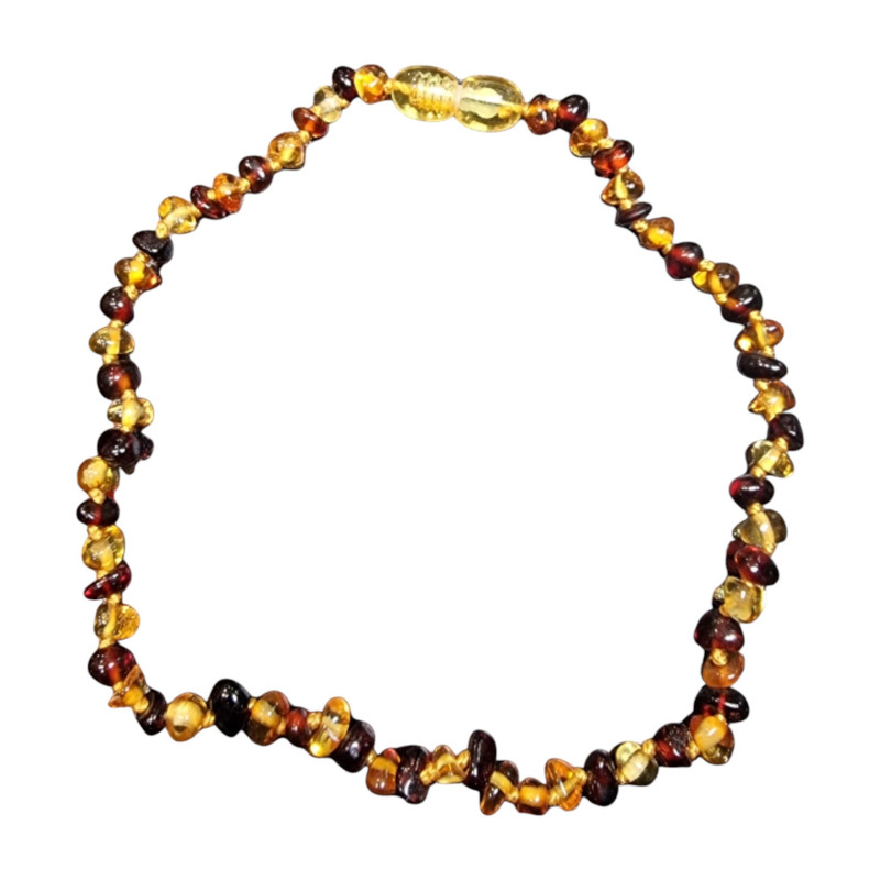 Collier Ambre Baltique Multicolore Baroque pour Bébé avec Fermoir Sécurisé