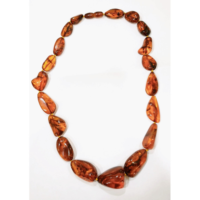 Collier Ambre Baltique Cognac avec Fermoir à Vis 46 cm