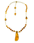 Collier Ambre Blanc et Jaune du Mexique à Enfiler 80 + 14 cm